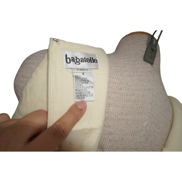 Bagatelle 100% Linen Cream Floral Embroidered Shift Dress (Size 8) - Picture 10 of 11